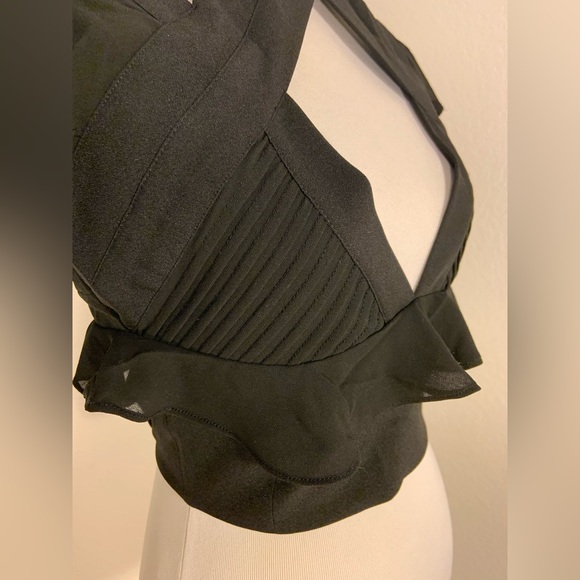 NWOT Nasty Gal Black Cropped Blouse Top - Picture 5 of 9